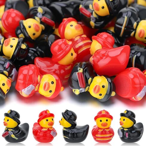 GGSTDDUP 100 Pcs Mini Resin Fireman Ducks Mini Firefighter Duck Figurines Tiny Miniature Resin Ducks for Crafts Making DIY Moss Landscape in Saudi Arabia