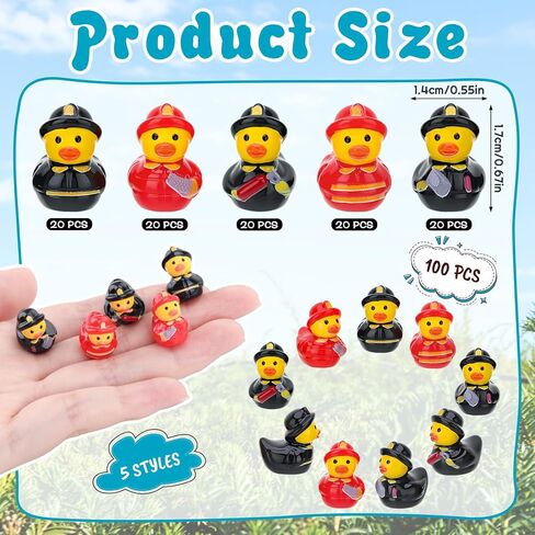 GGSTDDUP 100 Pcs Mini Resin Fireman Ducks Mini Firefighter Duck Figurines Tiny Miniature Resin Ducks for Crafts Making DIY Moss Landscape in Saudi Arabia