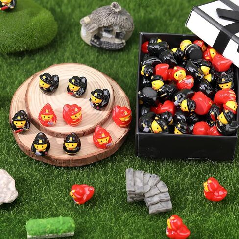 GGSTDDUP 100 Pcs Mini Resin Fireman Ducks Mini Firefighter Duck Figurines Tiny Miniature Resin Ducks for Crafts Making DIY Moss Landscape in Saudi Arabia