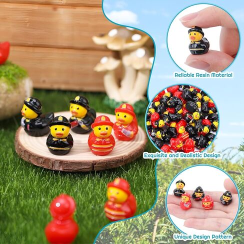 GGSTDDUP 100 Pcs Mini Resin Fireman Ducks Mini Firefighter Duck Figurines Tiny Miniature Resin Ducks for Crafts Making DIY Moss Landscape in Saudi Arabia