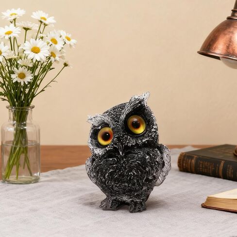 1 pcs Black Obsidian, Handmade Natural Crystal Owl Statue Reiki Healing Gemstone Animal Figurines Home Office Car Decoration The Best Gifts 2.4in in Saudi Arabia