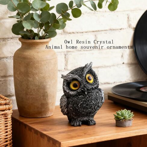 1 pcs Black Obsidian, Handmade Natural Crystal Owl Statue Reiki Healing Gemstone Animal Figurines Home Office Car Decoration The Best Gifts 2.4in in Saudi Arabia