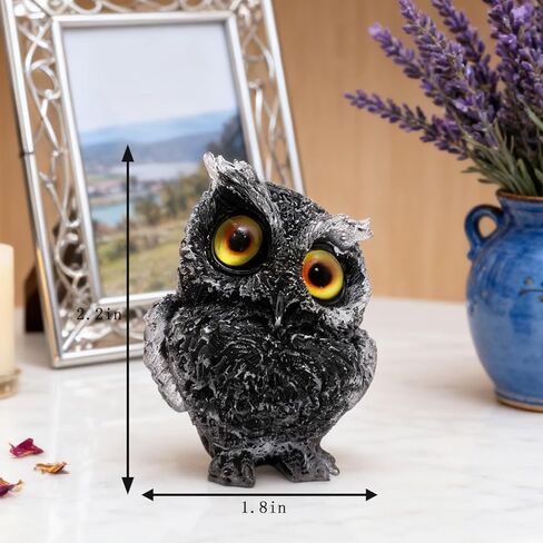 1 pcs Black Obsidian, Handmade Natural Crystal Owl Statue Reiki Healing Gemstone Animal Figurines Home Office Car Decoration The Best Gifts 2.4in in Saudi Arabia