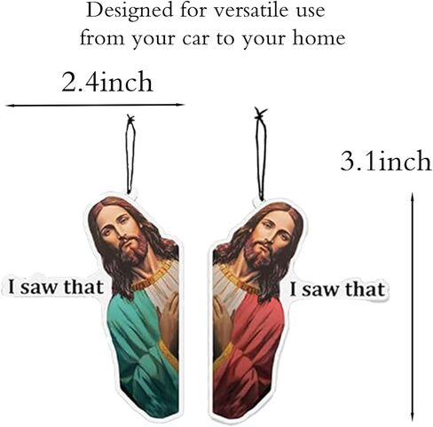 4 × معطرات هواء للسيارة "Jesus I Saw That" - هدية مسيحية مضحكة له ولها - ملحقات سيارة ملهمة - ديكور معلق للسيارة في العطلات - عبوة معطر هواء برائحة منعشة in Kuwait