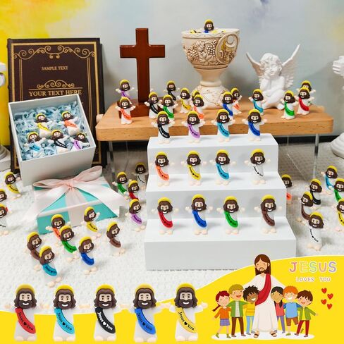 Yelakey Little Mini Jesus Figures Jesus Love You,100pcs Small Jesus Figurines in Bulk for Hide and Seek, Religious Party Favors, Baptism Gift, Easter Egg Stuffers in Saudi Arabia