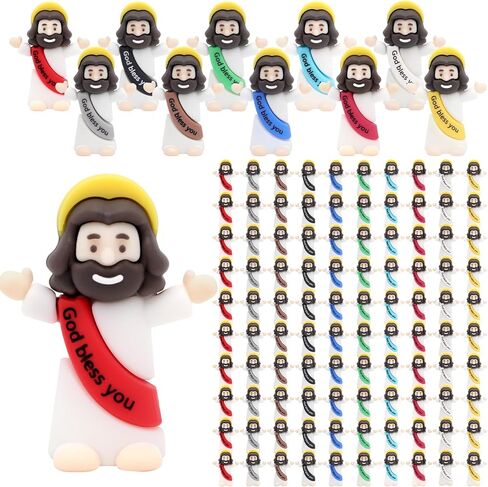 Yelakey Little Mini Jesus Figures Jesus Love You,100pcs Small Jesus Figurines in Bulk for Hide and Seek, Religious Party Favors, Baptism Gift, Easter Egg Stuffers in Saudi Arabia
