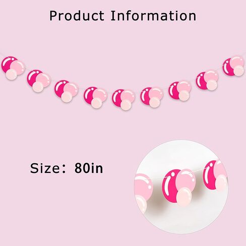 Eurteka Pink Bubble Banner - Bubble Gum Theme Party Banner,Enlightened Teacher Birthday Party Decoration (pink bubble banner) in Saudi Arabia
