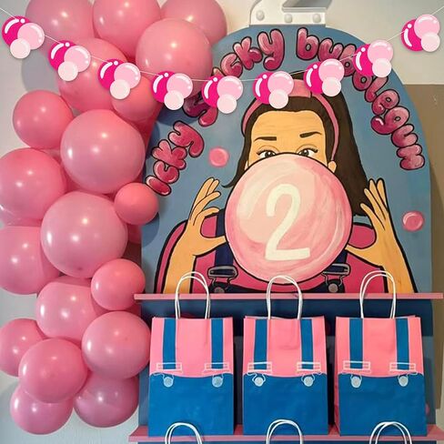 Eurteka Pink Bubble Banner - Bubble Gum Theme Party Banner,Enlightened Teacher Birthday Party Decoration (pink bubble banner) in Saudi Arabia
