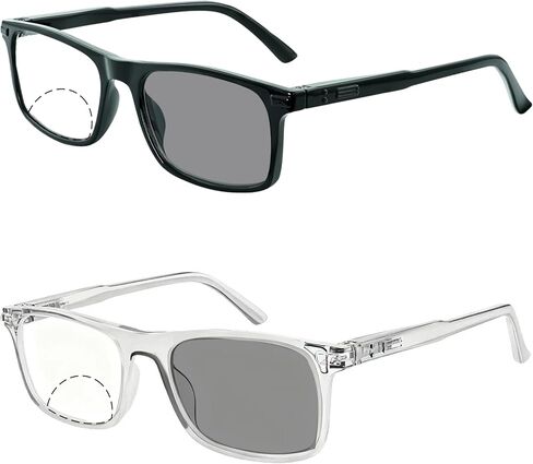 Myfeasy 2 Pack Photochromic Bifocal Reading Glasses for Women Men Blue Light Blocking Clear Top Transition Readers in Saudi Arabia