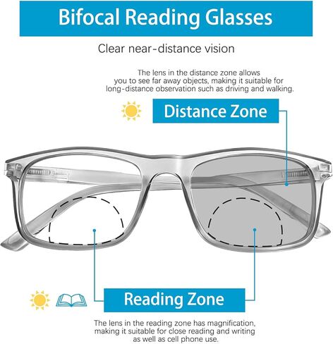 Myfeasy 2 Pack Photochromic Bifocal Reading Glasses for Women Men Blue Light Blocking Clear Top Transition Readers in Saudi Arabia