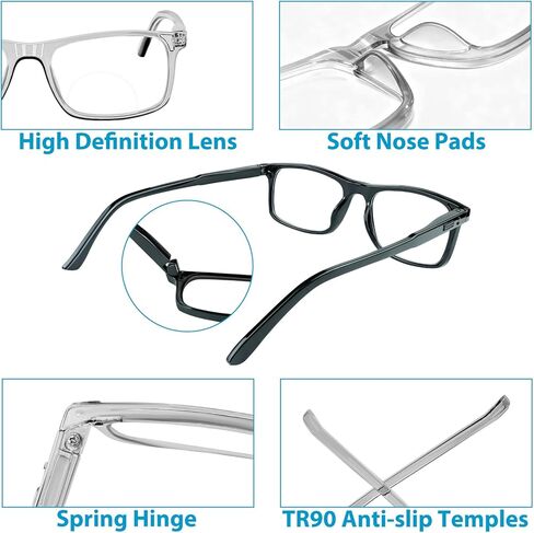 Myfeasy 2 Pack Photochromic Bifocal Reading Glasses for Women Men Blue Light Blocking Clear Top Transition Readers in Saudi Arabia
