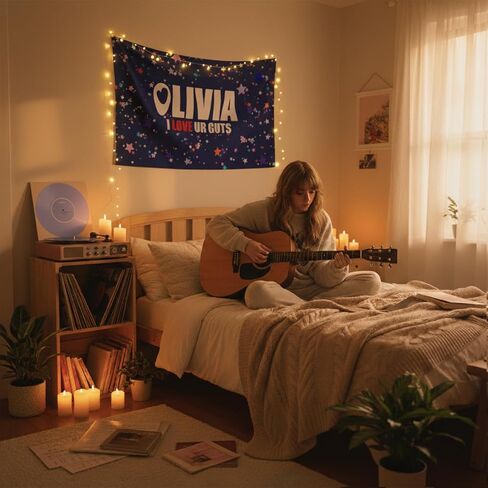 HABITAYGI Olivia Inspired Guts Decorative Flag Tapestry Poster, Double Stitched American Music Flag, Wall Decor for Party, Room, Dorm - 3x5 Ft - Navy Blue in Saudi Arabia