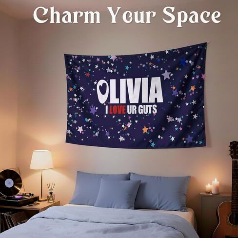 HABITAYGI Olivia Inspired Guts Decorative Flag Tapestry Poster, Double Stitched American Music Flag, Wall Decor for Party, Room, Dorm - 3x5 Ft - Navy Blue in Saudi Arabia