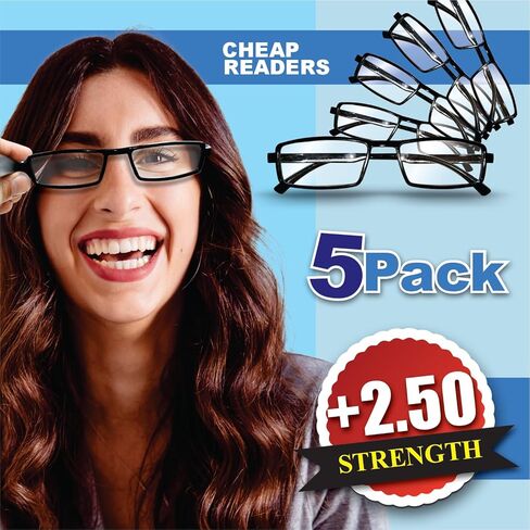 Lobyn Value Packs Cheap Readers 5 Pack Unisex Reading Glasses – Lightweight Black Readers in Saudi Arabia