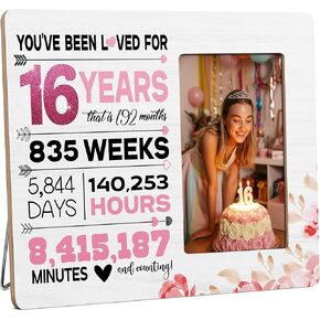 HODODAN Sweet Sixteen هدايا إطار الصورة للفتيات، هدايا عيد ميلاد حلوة 16 للفتيات، لقد أحببت لمدة 16 عامًا إطار الصورة، صورة 4 × 6 بوصة in Kuwait