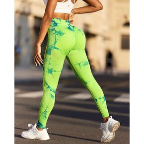 Butt Lift Leggings for Women High Waisted Tie Dye Pleated Tummy Control Workout Yoga Pants in Kuwait