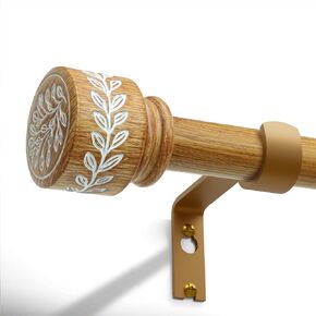 qdwis تقليد قضبان الستائر الخشبية الطبيعية للنوافذ 48 إلى 84 بوصة 1 "حديثة قابلة للتعديل الثقيلة ستارة قضيب بوهو ديكور قضبان الستائر مجموعة لغرفة المعيشة غرفة نوم ريفي في الهواء الطلق in Kuwait