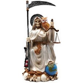 تمثال RUSTIX Santa Muerte، تمثال La Santa Muerte، قديس الموت المقدس، رمز مقدس للحماية والروحانية، ديكور ديني جالس، قطعة مذبح Muerte de la Muerte (متعدد الألوان) in Kuwait