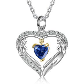 GLAMCARAT قلادة مخصصة من الفضة الإسترليني مع جوهرة الميلاد واسم الأمهات مجوهرات على شكل قلب لقلادة جوهرة الميلاد الخاصة بها in Kuwait