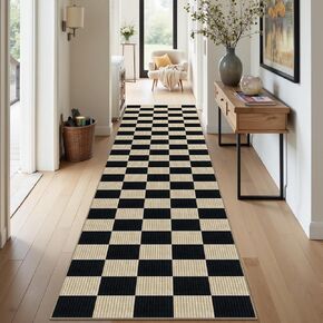 Rugalia Washable Checkered 5x7 Area Rug, Modern Black and Beige Rugs for Living Room Soft Non-Slip Geometric Bedroom Rug, Low Pile Farmhouse Indoor Carpet for Nursery Playroom Dining Room in Saudi Arabia