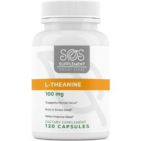 SOS إل-ثيانين، مكمل مركز لدعم الدماغ، 100 ملغ، 120 قطعة in Kuwait