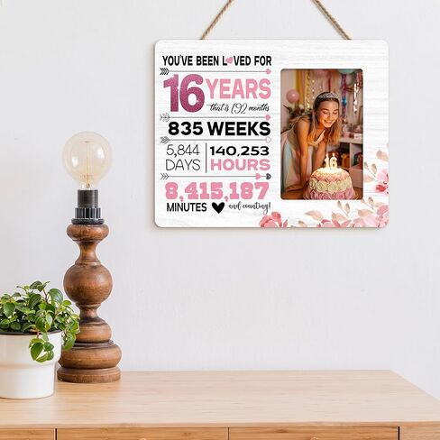 HODODAN Sweet Sixteen هدايا إطار الصورة للفتيات، هدايا عيد ميلاد حلوة 16 للفتيات، لقد أحببت لمدة 16 عامًا إطار الصورة، صورة 4 × 6 بوصة in Kuwait
