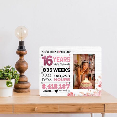 HODODAN Sweet Sixteen هدايا إطار الصورة للفتيات، هدايا عيد ميلاد حلوة 16 للفتيات، لقد أحببت لمدة 16 عامًا إطار الصورة، صورة 4 × 6 بوصة in Kuwait