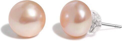 Purple Pink Pearl Stud Earrings for Women | 7-10mm Natural Freshwater Cultured Pearls | Hypoallergenic 925 Sterling Silver Elegant Birthday & Anniversary Jewelry Gifts for Women/Wife in Saudi Arabia