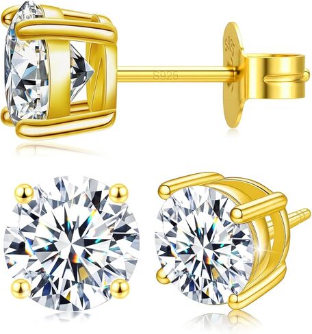 Womens Moissanite Diamond Stud Earrings, Valentine Day Gift for Her 18K White Gold Plated 925 Silver Hypoallergenic Studs Earrings for Women, Birthday Jewelry for Wife Girlfriend Mom Daughter Sister in Saudi Arabia