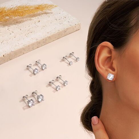 Sterling Silver Cubic Zirconia Stud Earrings for Women Men | 18K Gold Plated 925 Sterling Silver Post Earrings | Big Brilliant Simulated Diamond CZ Halo Stud Earrings for Sensitive Ears in Saudi Arabia