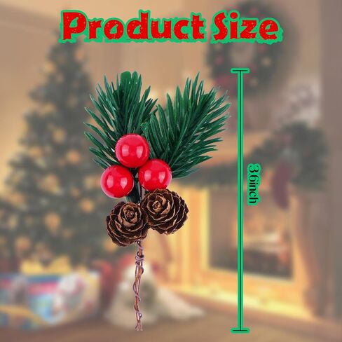 15 Pcs Christmas Floral Picks, Pine Cone Holly Berry Stems for Crafts, Artificial Christmas Picks and Sprays, Red Berry Branches Greenery for Flower Wreaths DIY Xmas Gifts in Saudi Arabia