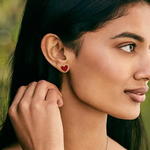 NALISASA 14K Gold Plated Heart earrings, Love Stud Earrings for Women, Red,Black and White Heart Earring for Women, Cute Minimalism Sparkling Jewelry in Saudi Arabia