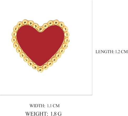 NALISASA 14K Gold Plated Heart earrings, Love Stud Earrings for Women, Red,Black and White Heart Earring for Women, Cute Minimalism Sparkling Jewelry in Saudi Arabia