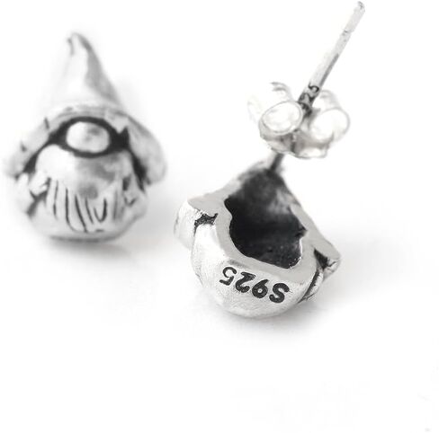 Garden Gnome Little Dwarf Pixie Unique Handmade 925 Sterling Silver Stud Earring in Saudi Arabia
