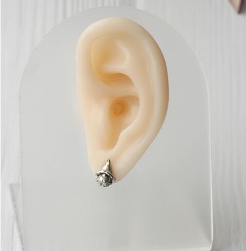 Garden Gnome Little Dwarf Pixie Unique Handmade 925 Sterling Silver Stud Earring in Saudi Arabia