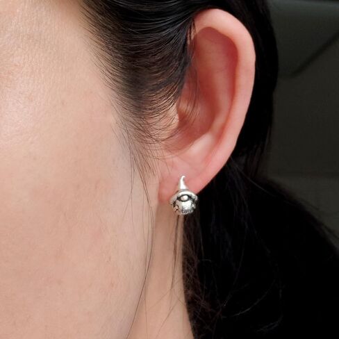 Garden Gnome Little Dwarf Pixie Unique Handmade 925 Sterling Silver Stud Earring in Saudi Arabia