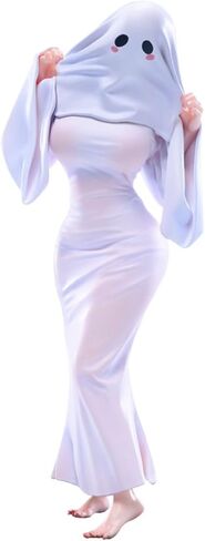شخصية الراتنج من WHNICUST Ghost Lady، شخصية فتاة أنيمي بيضاء لمكتب الكمبيوتر، رف الكتب، ديكور الهالوين، هدايا الانتقال لمنزل جديد in Kuwait