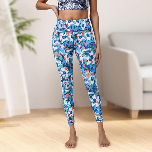 Women's High Waist Printed Yoga Pants Stretchy Workout Leggings for Fitness and Everyday Wear in Saudi Arabia