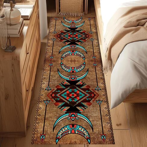 SCUAOMX Native American Runner Rug, 2x6ft, Southwest Tribal Navajo Aztec Fancy Abstract Geometric Accent Rug, Low Pile Non-Shedding Cabin Decor Doormat Rugs for Hallway Farmhouse in Saudi Arabia