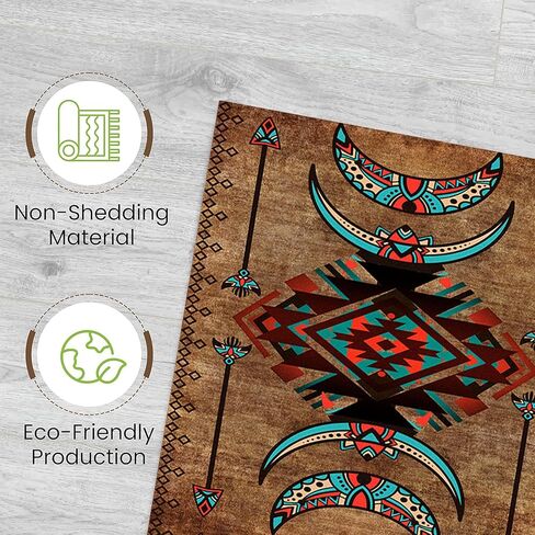 SCUAOMX Native American Runner Rug, 2x6ft, Southwest Tribal Navajo Aztec Fancy Abstract Geometric Accent Rug, Low Pile Non-Shedding Cabin Decor Doormat Rugs for Hallway Farmhouse in Saudi Arabia