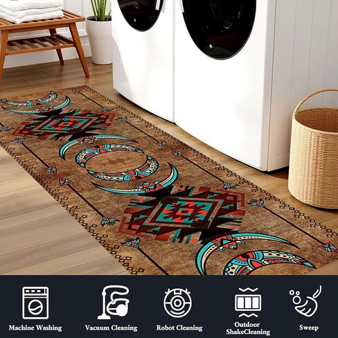 SCUAOMX Native American Runner Rug, 2x6ft, Southwest Tribal Navajo Aztec Fancy Abstract Geometric Accent Rug, Low Pile Non-Shedding Cabin Decor Doormat Rugs for Hallway Farmhouse in Saudi Arabia