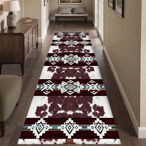 SCUAOMX Native American Runner Rug, 2x6ft, Southwest Tribal Navajo Aztec Fancy Abstract Geometric Accent Rug, Low Pile Non-Shedding Cabin Decor Doormat Rugs for Hallway Farmhouse in Saudi Arabia