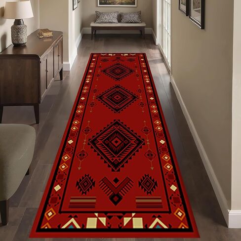 SCUAOMX Native American Runner Rug, 2x6ft, Southwest Tribal Navajo Aztec Fancy Abstract Geometric Accent Rug, Low Pile Non-Shedding Cabin Decor Doormat Rugs for Hallway Farmhouse in Saudi Arabia