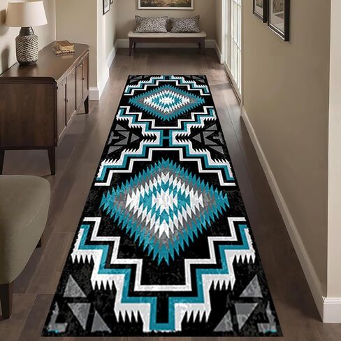 SCUAOMX Native American Runner Rug, 2x6ft, Southwest Tribal Navajo Aztec Fancy Abstract Geometric Accent Rug, Low Pile Non-Shedding Cabin Decor Doormat Rugs for Hallway Farmhouse in Saudi Arabia