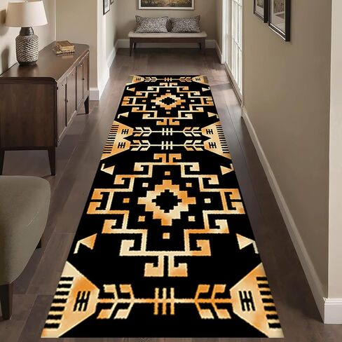 SCUAOMX Native American Runner Rug, 2x6ft, Southwest Tribal Navajo Aztec Fancy Abstract Geometric Accent Rug, Low Pile Non-Shedding Cabin Decor Doormat Rugs for Hallway Farmhouse in Saudi Arabia