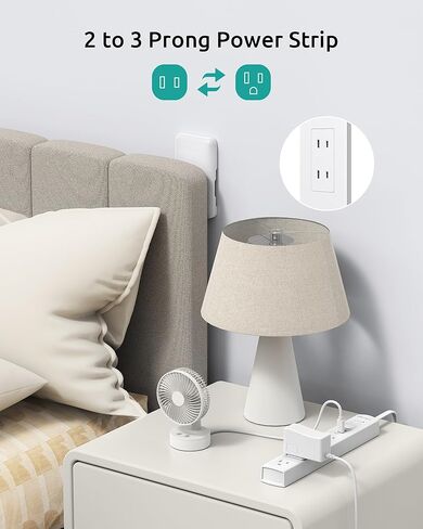 Outlet Cover Extension Cord Short 3ft, NUTICT Flat Plug Power Strip with 5-Outlet & 4 USB Ports, 1440 Joules Surge Protector, 3 Prong Indoor Extension Cord Flat Wall Plug for Home Office Desk, White in Kuwait