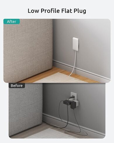 Outlet Cover Extension Cord Short 3ft, NUTICT Flat Plug Power Strip with 5-Outlet & 4 USB Ports, 1440 Joules Surge Protector, 3 Prong Indoor Extension Cord Flat Wall Plug for Home Office Desk, White in Kuwait