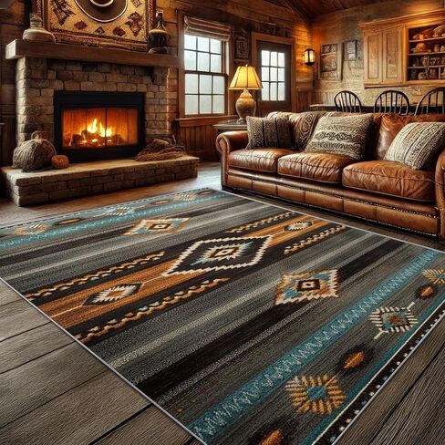 Aquailis Southwest Rugs for Living Room - 7x10 Rug, Navajo Rug - Home Decor, Aztec Tribal Washable Rugs for Living Room Bedroom, Indian Navajo Area Rug, Native American Carpet, Southwest Gifts for Men in Saudi Arabia