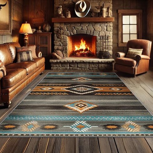 Aquailis Southwest Rugs for Living Room - 7x10 Rug, Navajo Rug - Home Decor, Aztec Tribal Washable Rugs for Living Room Bedroom, Indian Navajo Area Rug, Native American Carpet, Southwest Gifts for Men in Saudi Arabia