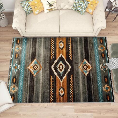 Aquailis Southwest Rugs for Living Room - 7x10 Rug, Navajo Rug - Home Decor, Aztec Tribal Washable Rugs for Living Room Bedroom, Indian Navajo Area Rug, Native American Carpet, Southwest Gifts for Men in Saudi Arabia